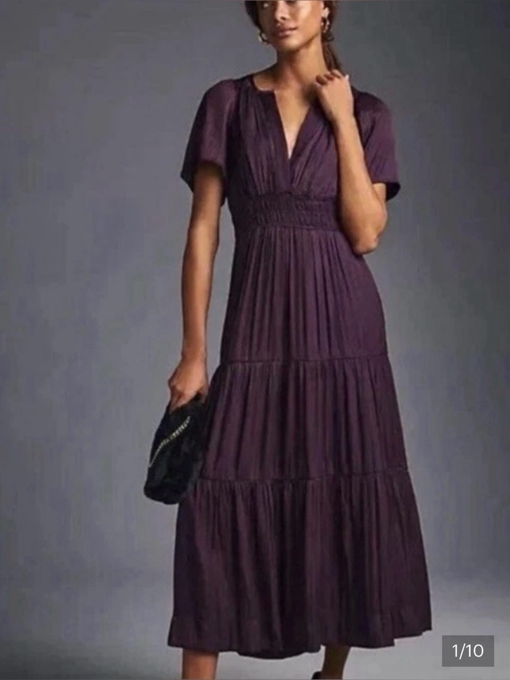 Anthropologie Somerset Silky/Satiny Maxi Dress